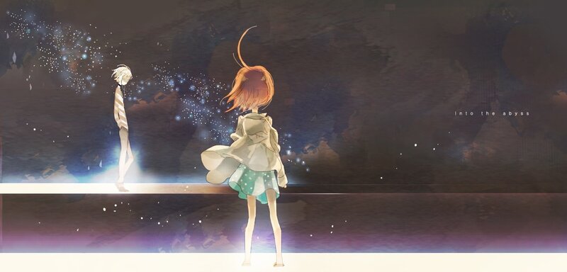 two figures in a dreamlike void