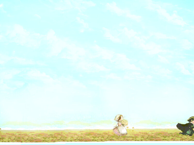 Two Figures in a Field — Blue, Serene