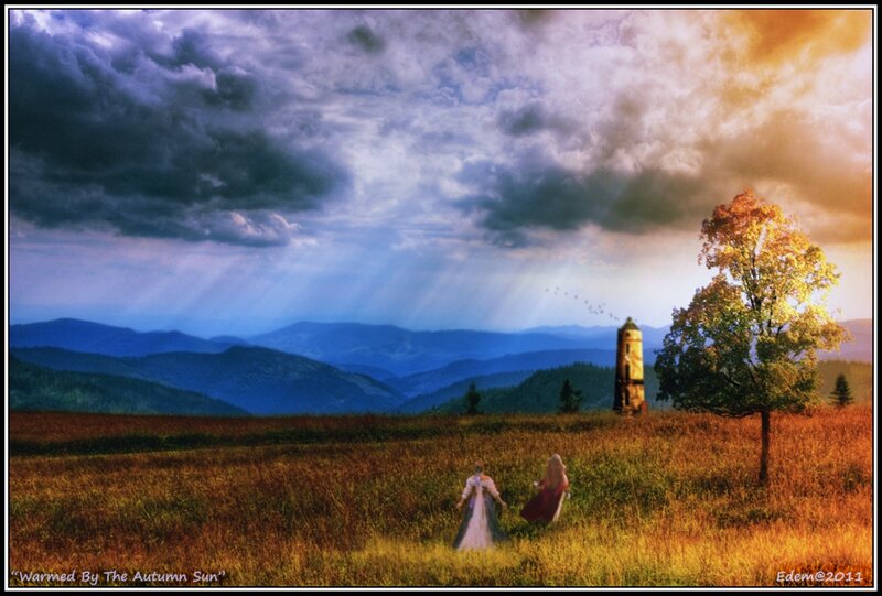 Two Figures in a Field — Blue