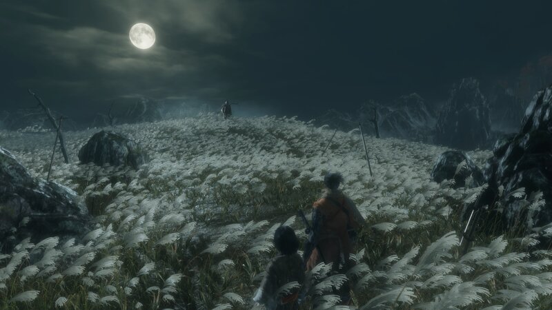 Two Figures in a Field — Gray, Dark, Somber