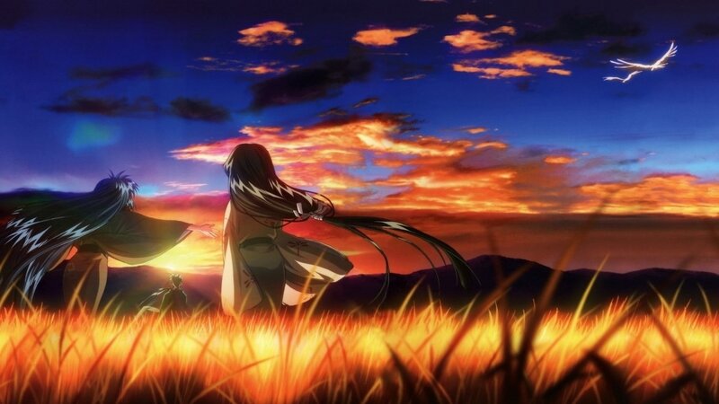 Two Figures in a Field — Orange, Dramatic