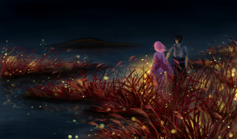 Two Figures in a Field — Purple