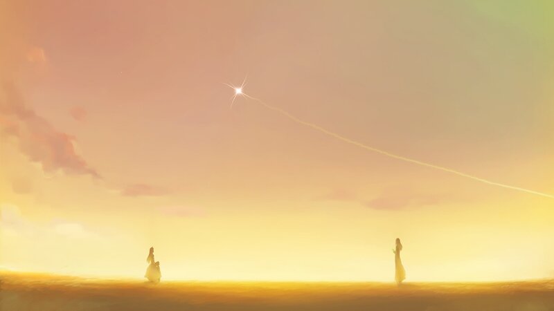 Two Figures in a Field — Yellow, Serene