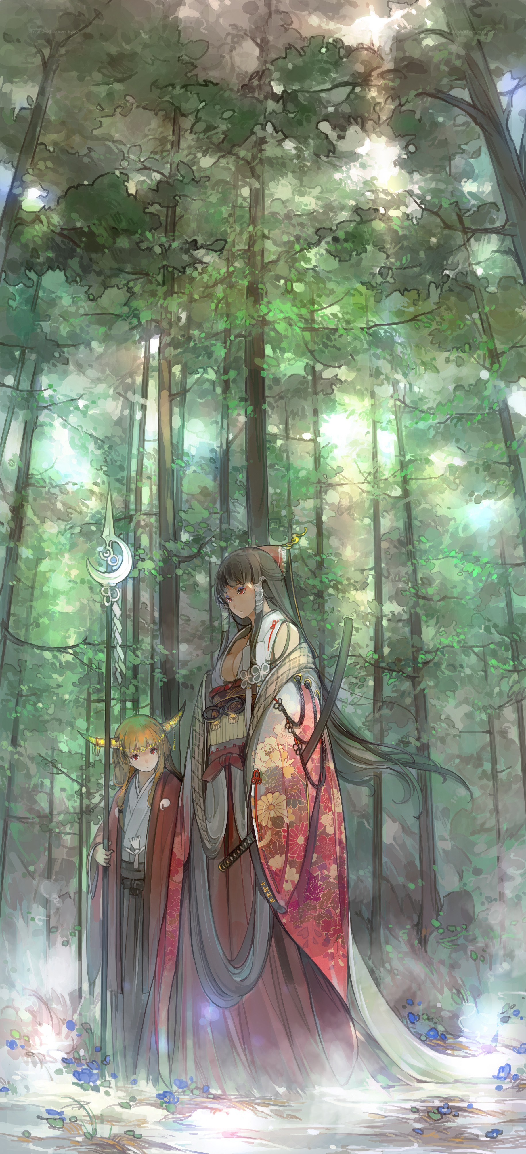 Two figures in a forest