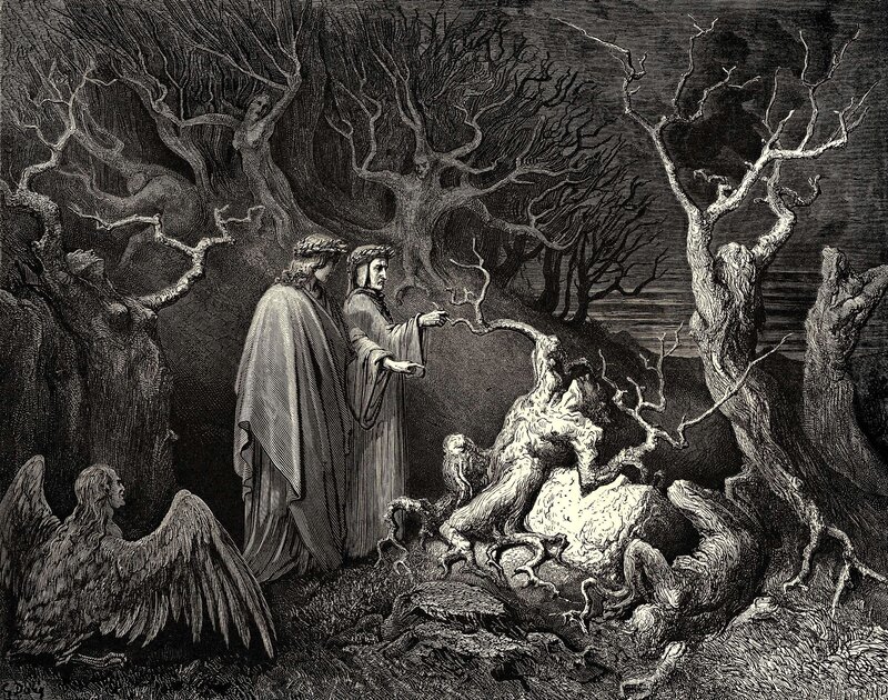 Two Figures in a Forest — Black