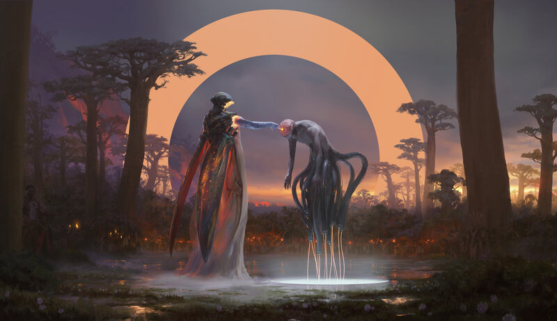 Two Figures in a Forest — Orange