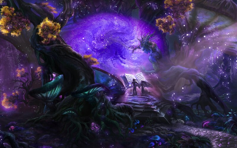 Two Figures in a Forest — Purple