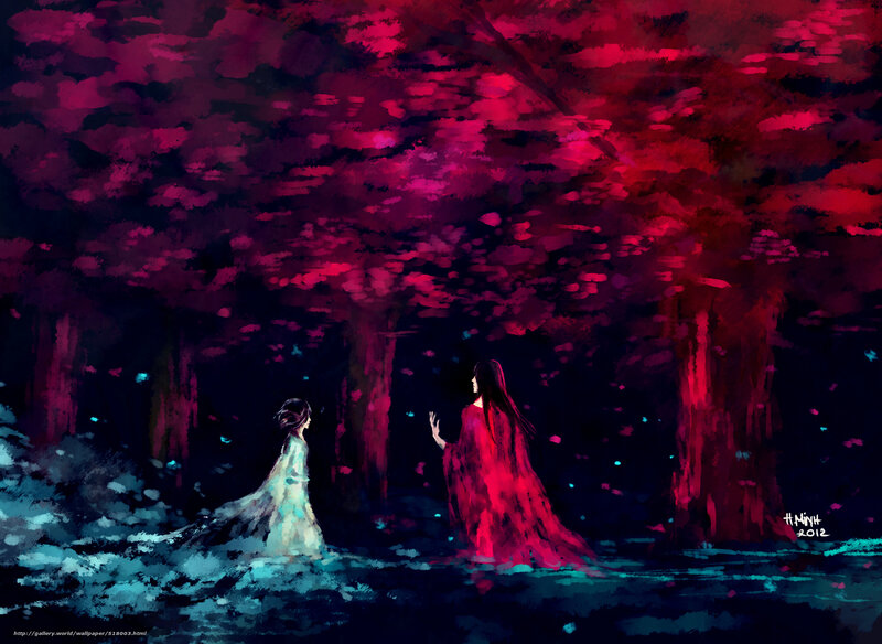 Two Figures in a Forest — Red