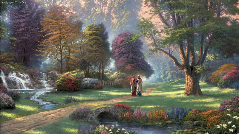 Two Figures in a Garden — Green