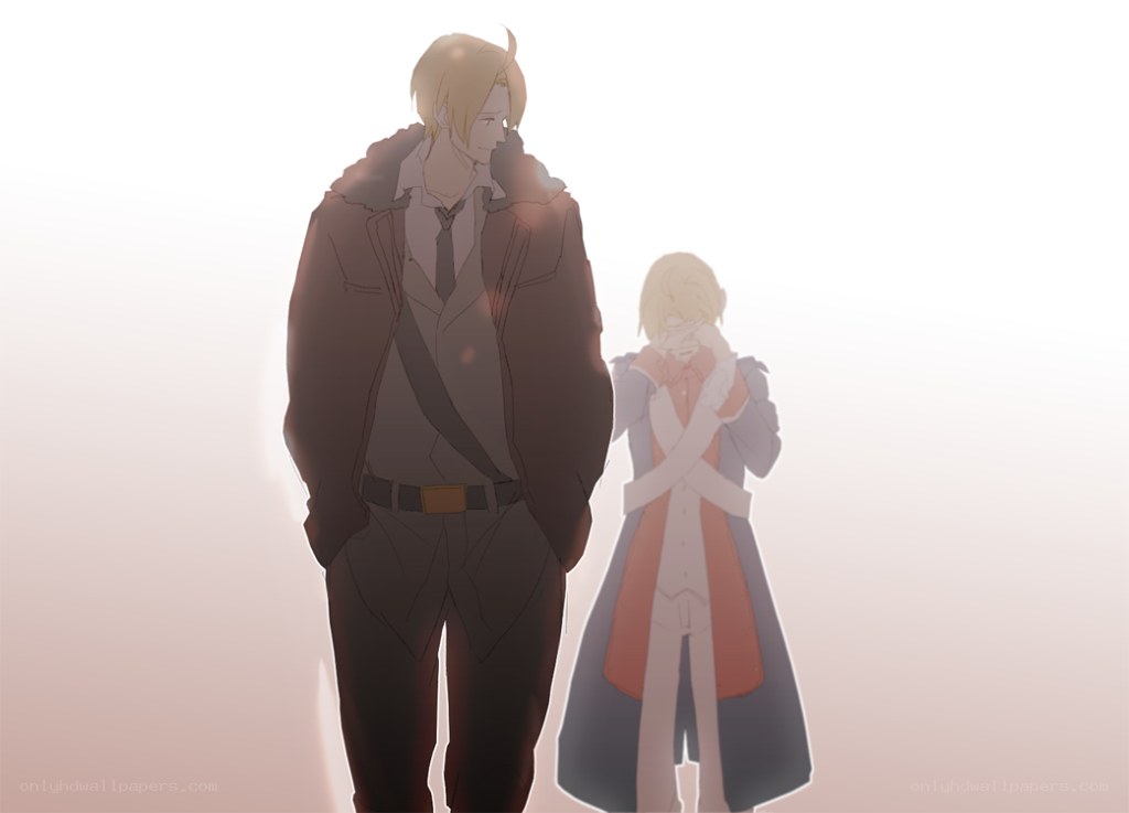 Two figures in a hazy scene