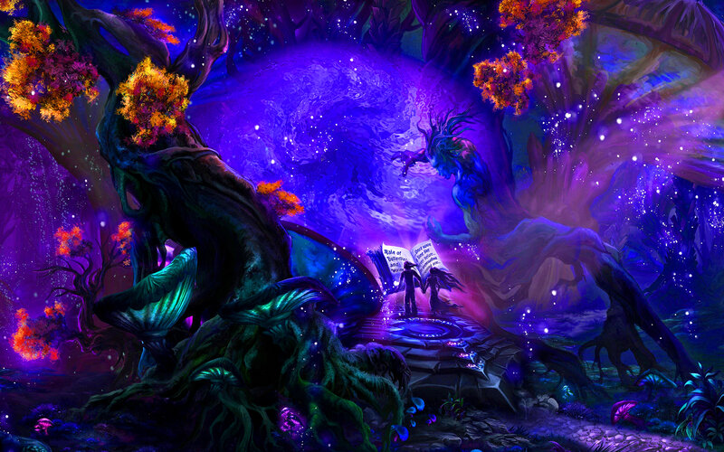 Two Figures in a Magical Forest