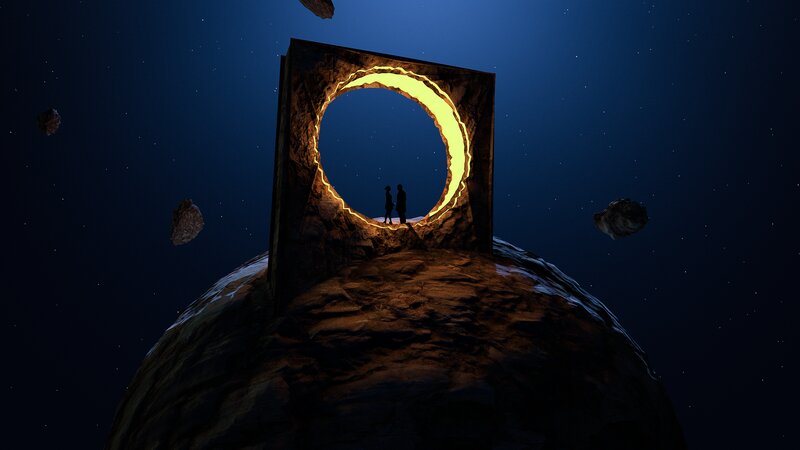 Two Figures in a Portal