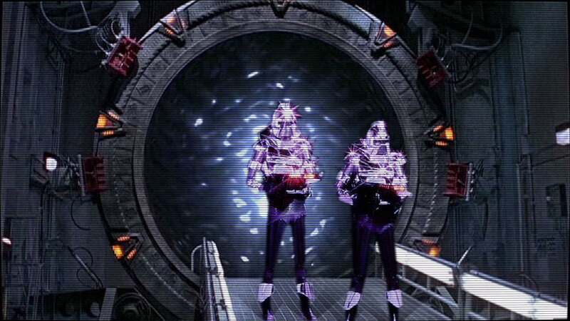 two figures in a sci-fi corridor