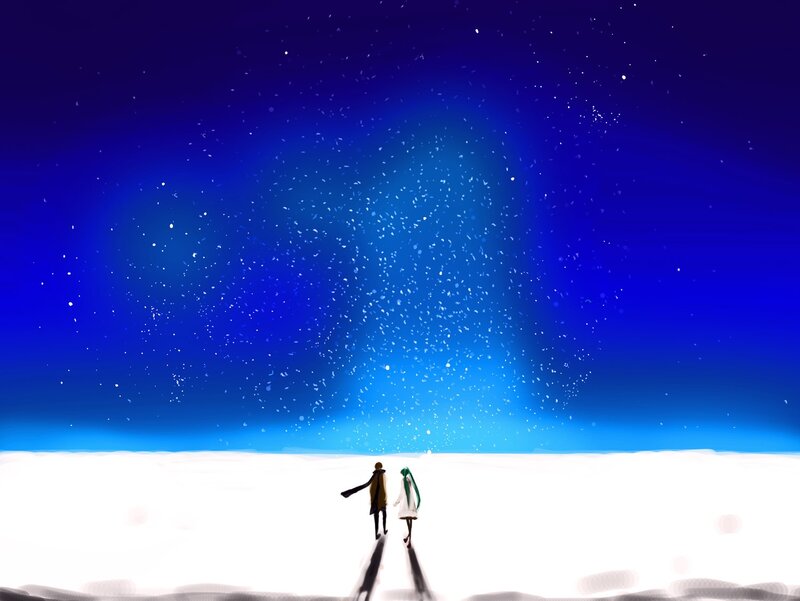 Two figures in a snowy landscape