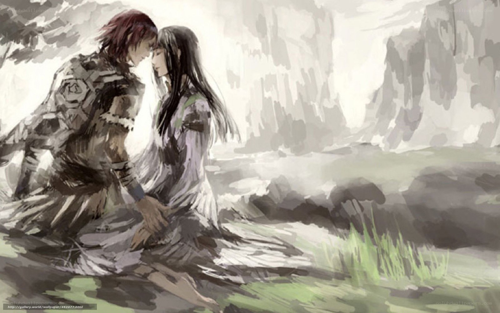 Two figures in a tender moment