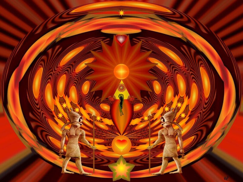 Two Figures in a Tunnel — Red