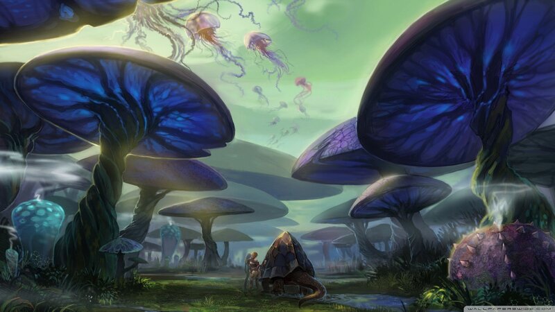 Two Figures in Alien Forest — Blue, Mystical