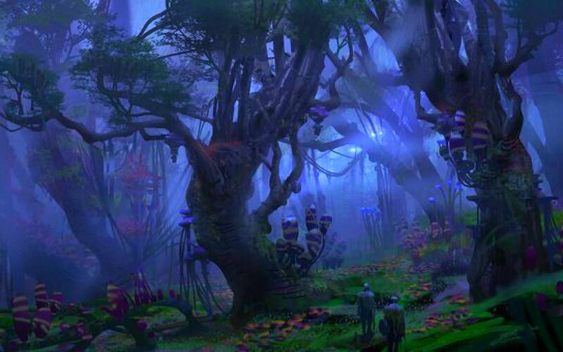 Two Figures in Alien Forest — Blue