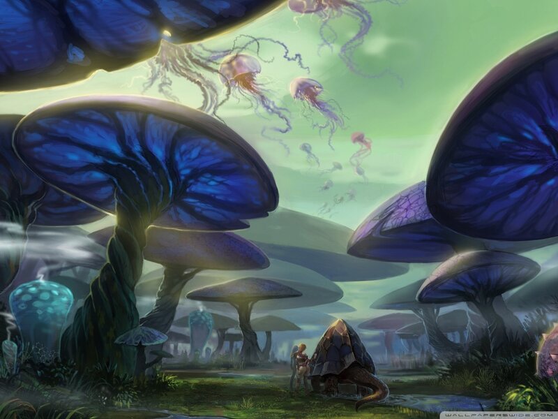 Two Figures in Alien Forest