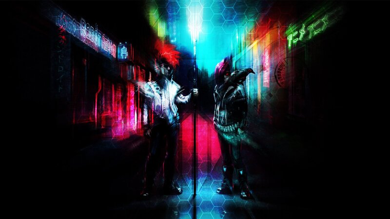 Two Figures in Alley — Black