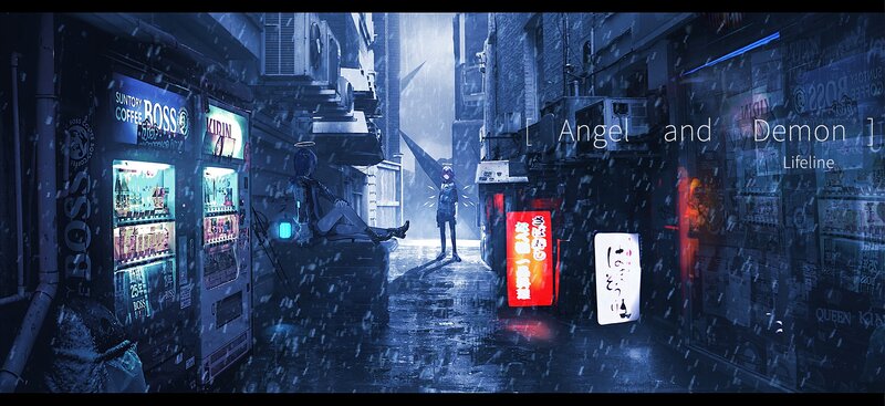 Two Figures in Alley — Blue