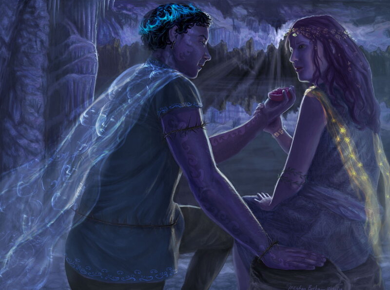 Two Figures in Cave — Purple