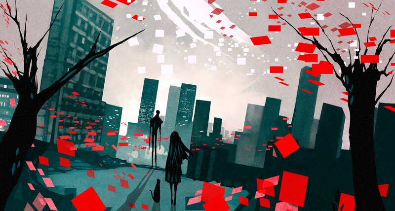 Two Figures in City