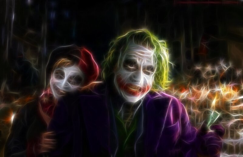 Two Figures in Clown Makeup