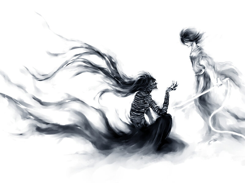 Two Figures in Combat — Black