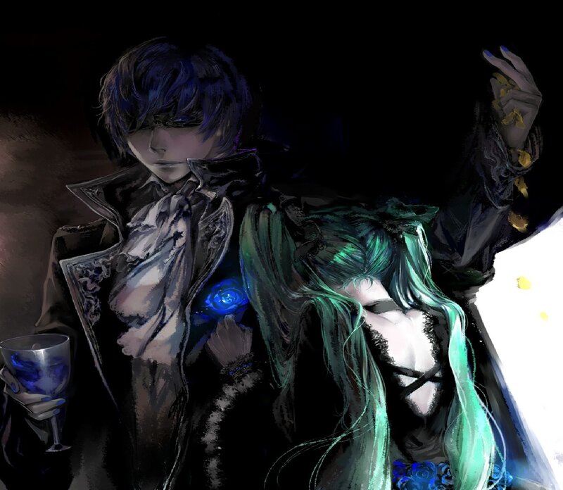 Two Figures in Dark Clothing — Black