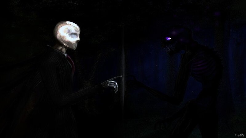 Two Figures in Dark Room — Black, Dramatic