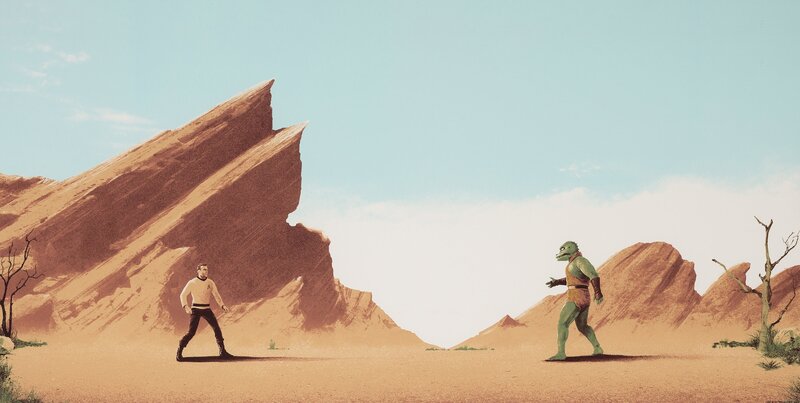 Two Figures in Desert — Brown