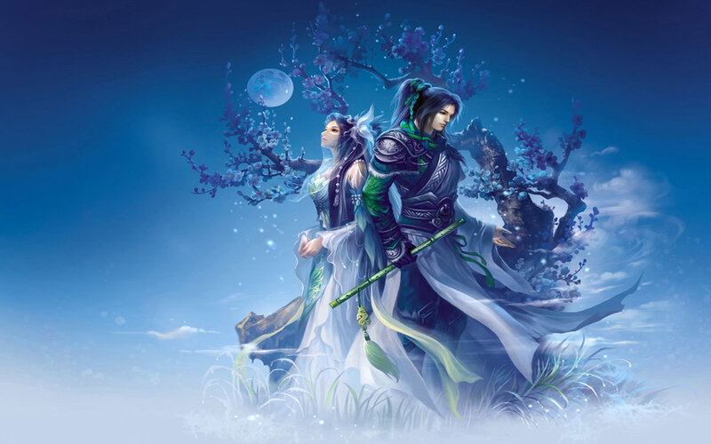 Two Figures in Fantasy Attire