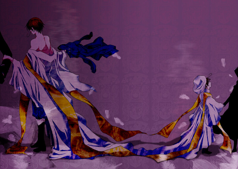 Two Figures in Flowing Robes — Purple