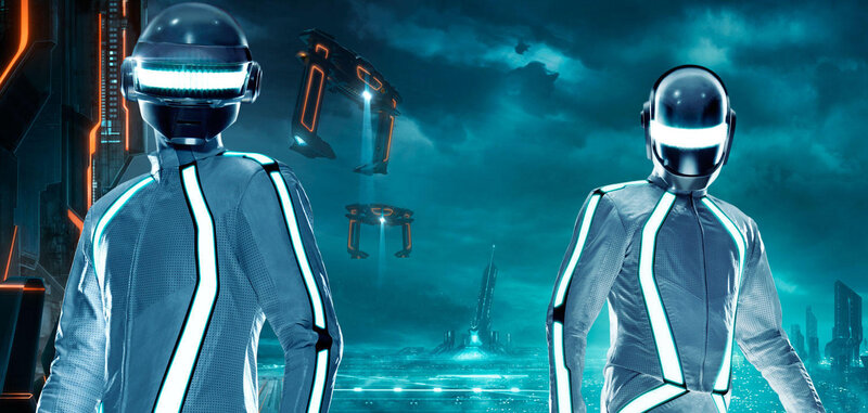 Two Figures in Futuristic Suits — Blue, Dramatic, Night, Digital Art, Futuristic City