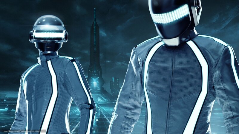 Two Figures in Futuristic Suits — Blue, Dramatic
