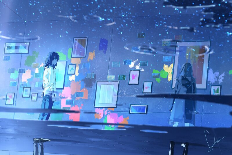 Two Figures in Gallery