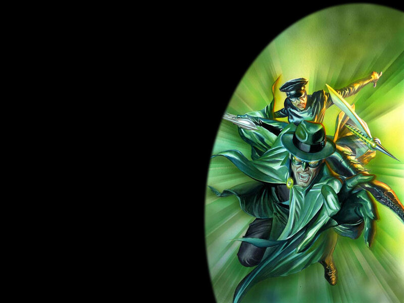 Two Figures in Green Cloaks