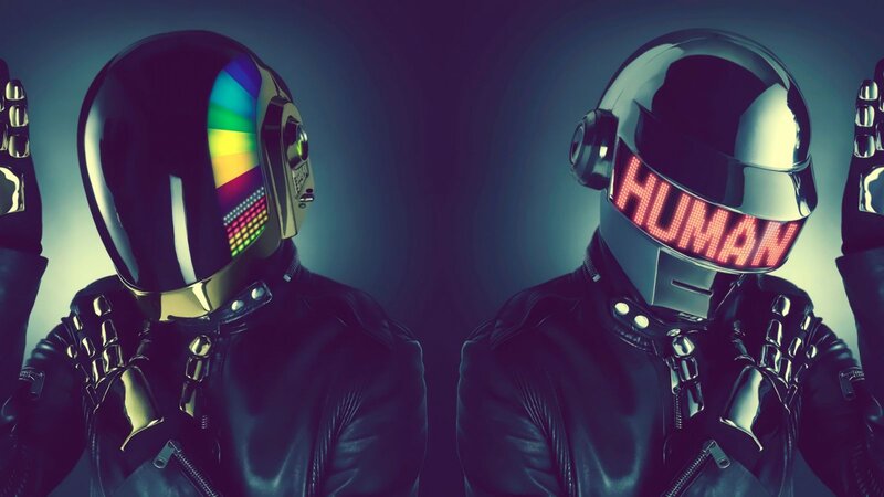 Two Figures in Helmets — Black, Dramatic, Digital Art
