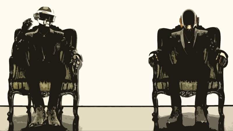 Two Figures in Helmets — Black, Dramatic, Illustration, Chairs