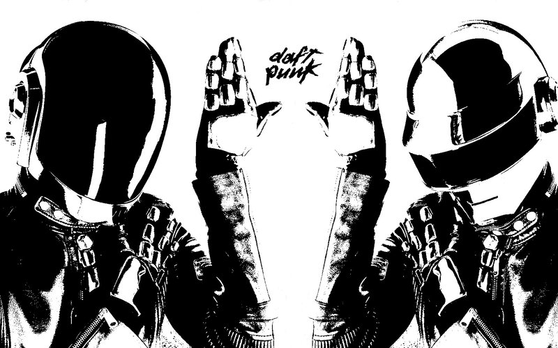 Two Figures in Helmets — Black, Dramatic, Illustration, Leather Jackets