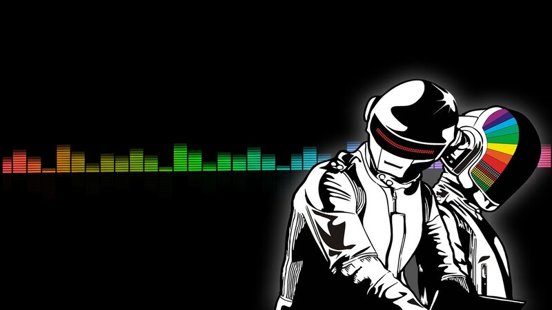 Two Figures in Helmets — Black, Dramatic, Night, Digital Art, Audio Equalizer