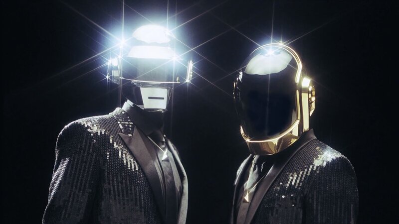 Two Figures in Helmets — Black, Lights