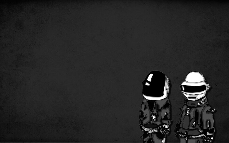 Two Figures in Helmets — Black, Minimalist, Digital Art