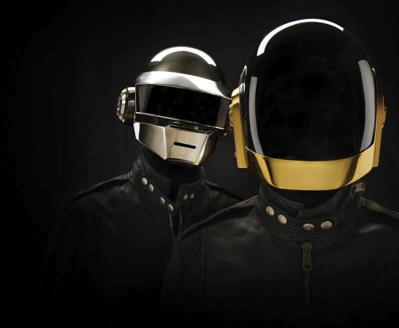 Two Figures in Helmets — Black, Silver