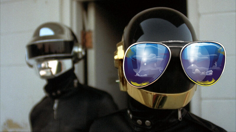 Two Figures in Helmets — Black