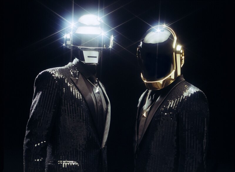 Two Figures in Helmets — Black, White