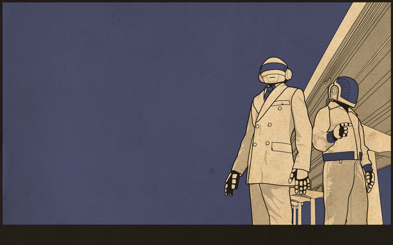 Two Figures in Helmets — Blue, Dramatic, Night, Illustration