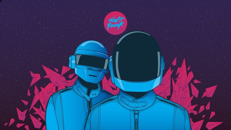 Two Figures in Helmets — Blue, Futuristic