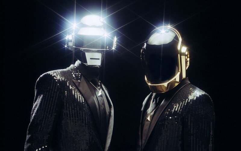 Two Figures in Helmets — Dramatic, Lights